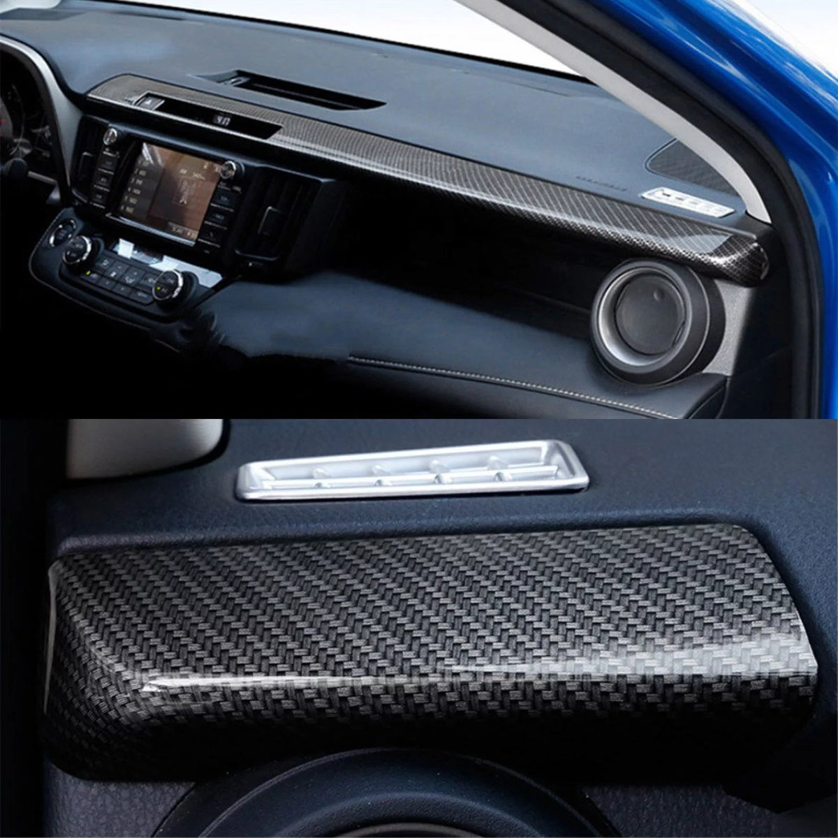 2pcs ABS Carbon Fiber Dashboard Console Panel Cover Trim R441
