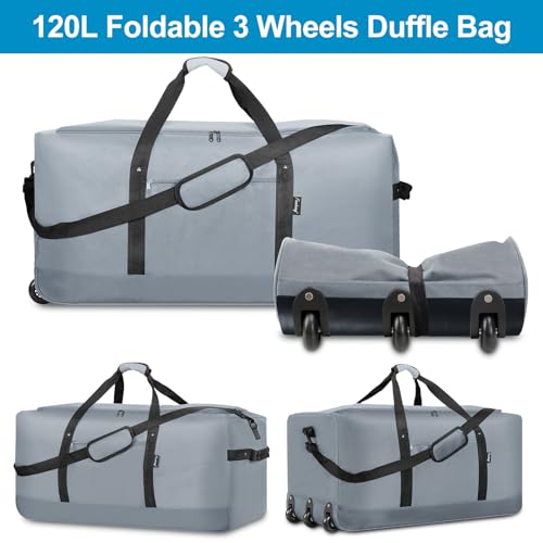 120L Foldable Rolling Duffel Bag with 3 Wheels T94895
