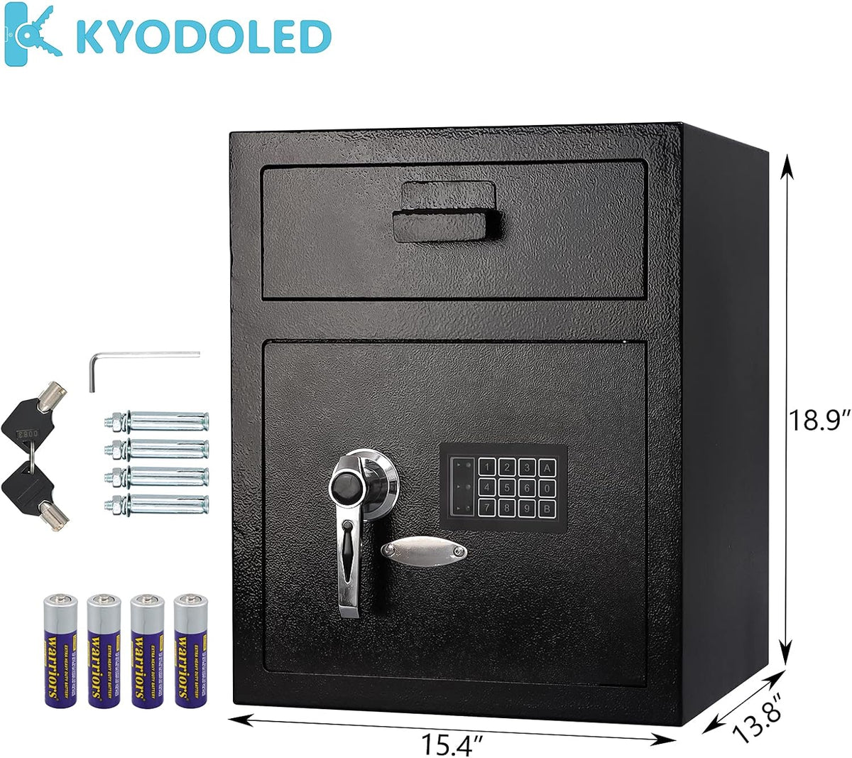 Dual Key Lock Anti-theft Drop Slot Steel Safe Matte Black J8438