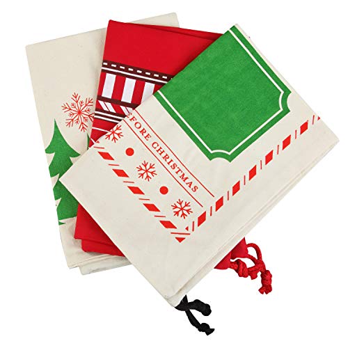 3 PCS Christmas Drawstring Burlap Sack P1962