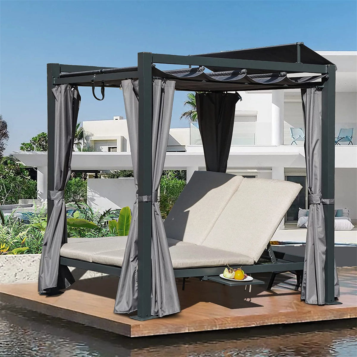 Aluminum Outdoor Patio Daybed with Retractable Canopy W806