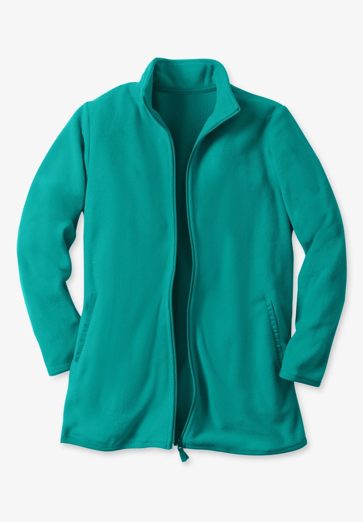 Radiant Purple Marled Plus Size Zip-Front Microfleece Jacket D903617