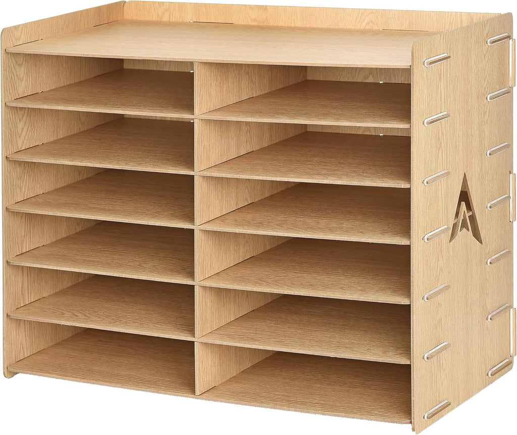 White 12 Compartment Paper Storage Organizer L2512