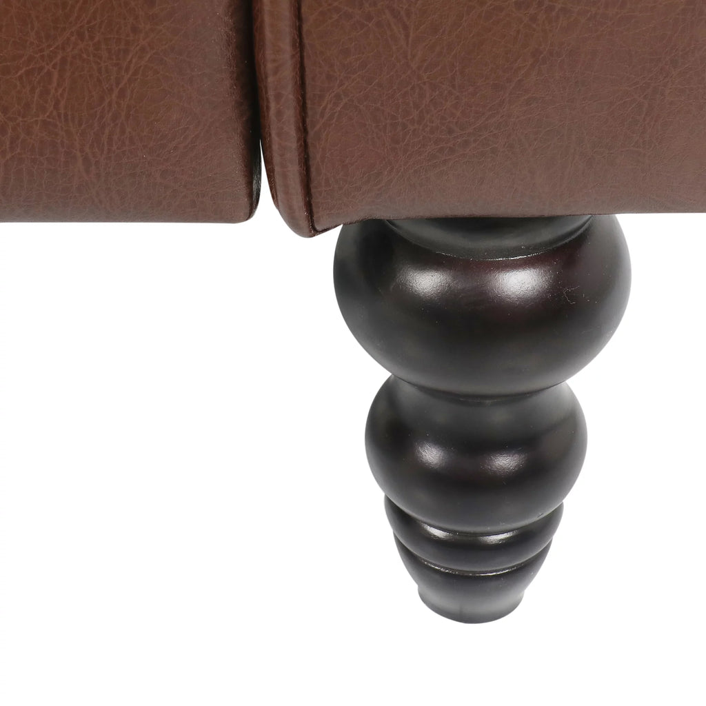 Dark Brown Faux Leather Tufted Club Chair U59085