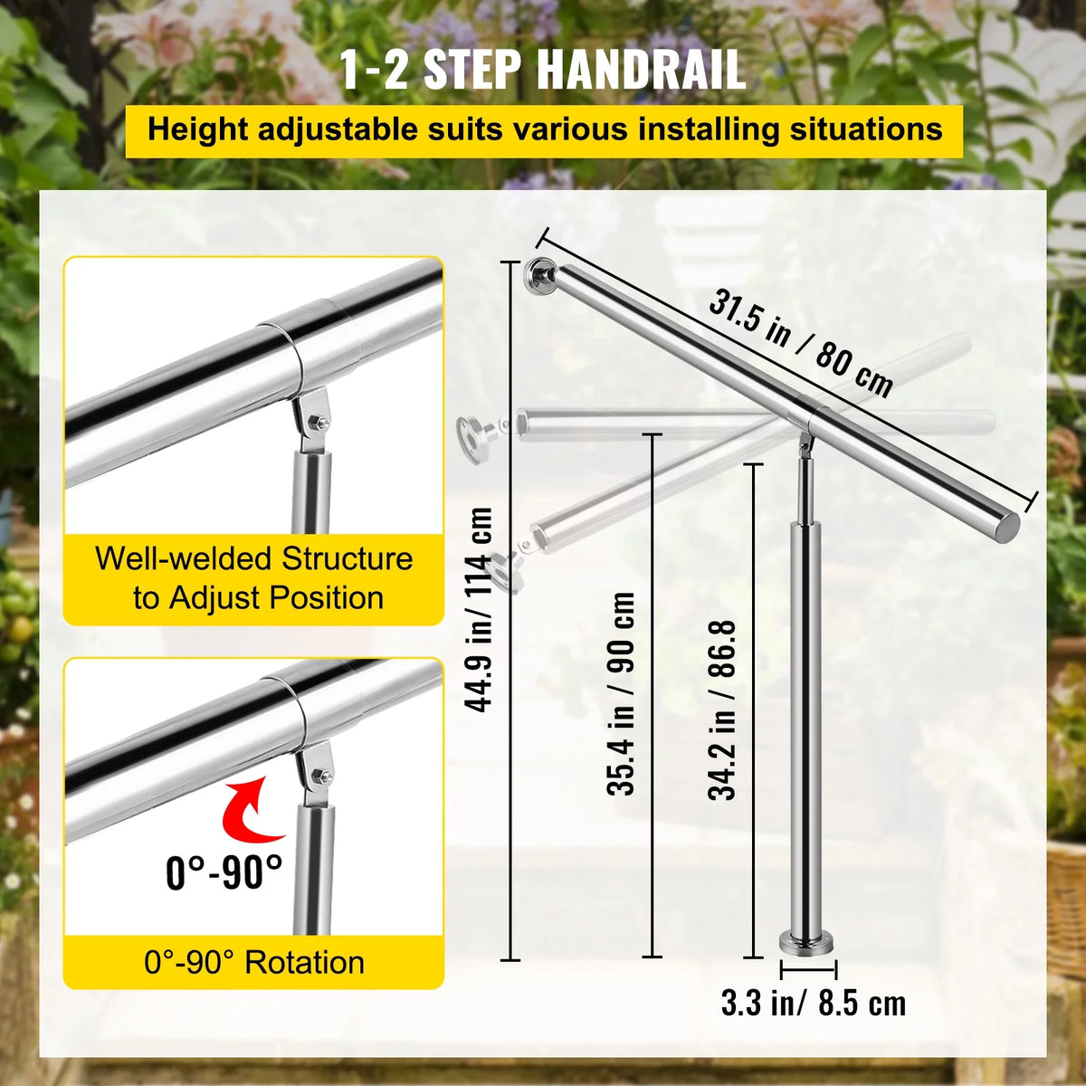 Stainless Steel 1 Step Handrail 80 x 90 CM K306