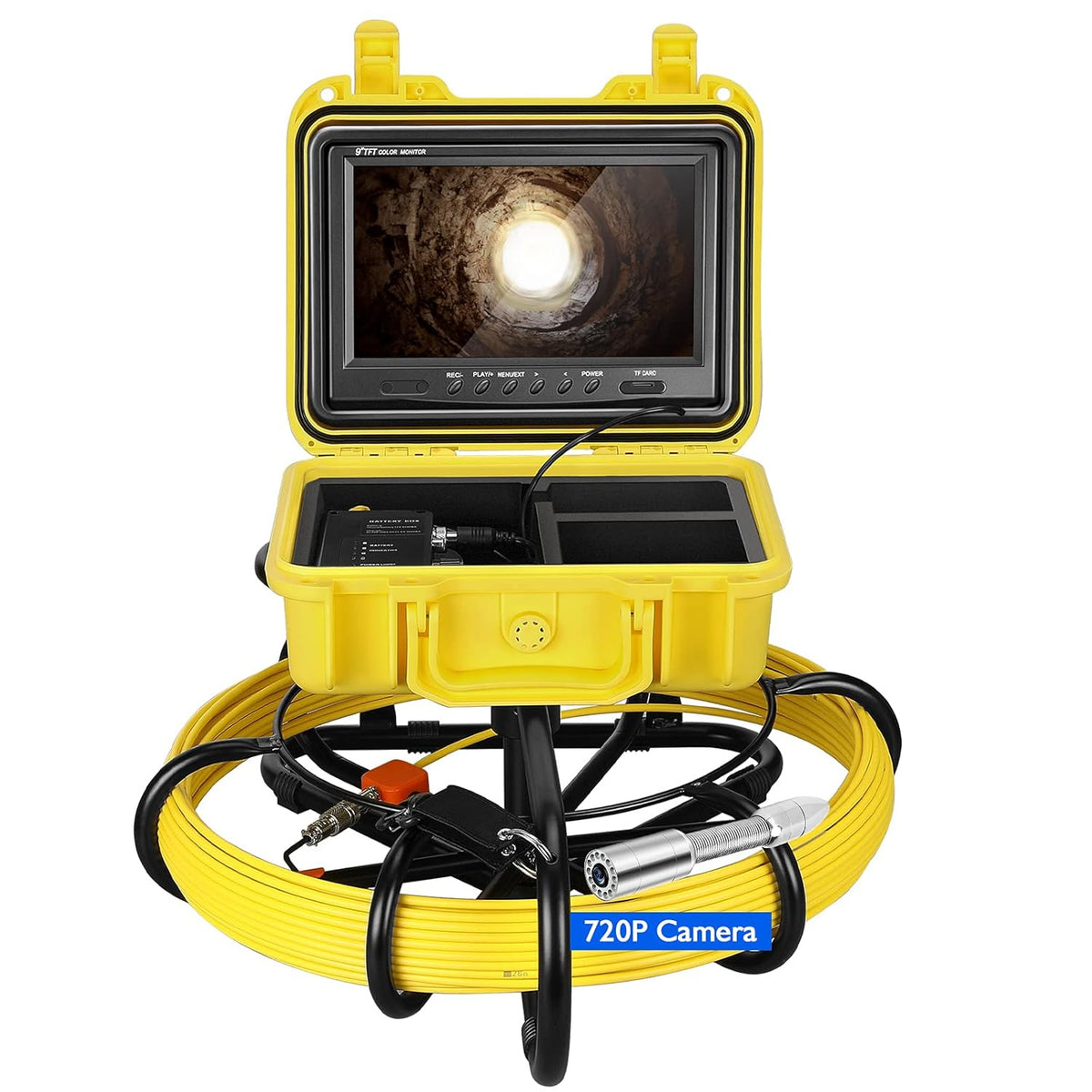 Sewer Inspection Camera 100ft with 512Hz Sonde Transmitter and Self Leveling Camera, 9 inch Screen Q15357
