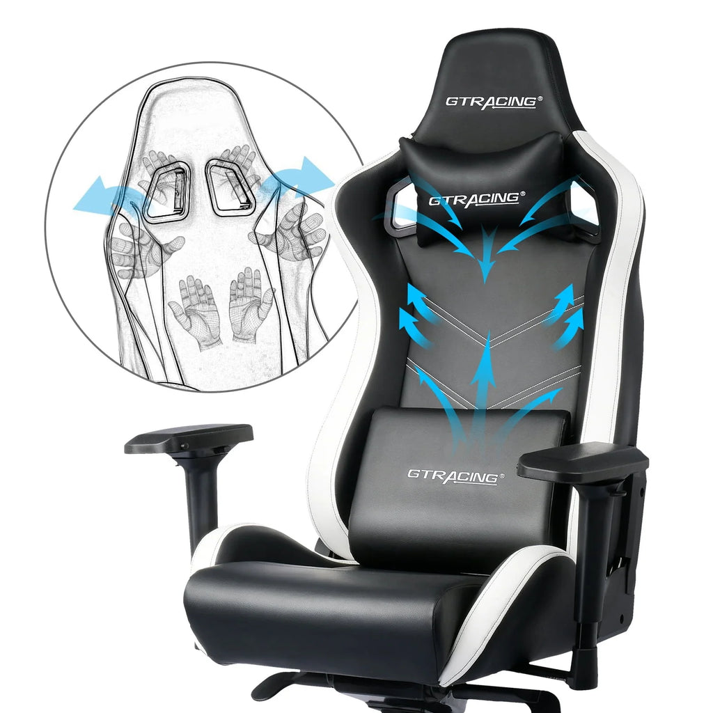 Gaming Chair Big and Tall High Back with 4D Armrests White M458