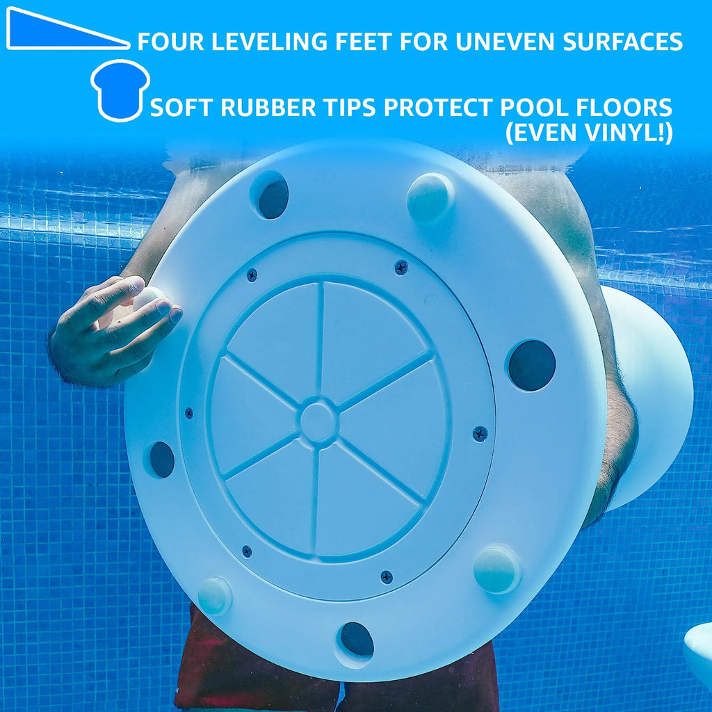White 30 Inch Submersible Pool Stool with Foot Rest G634
