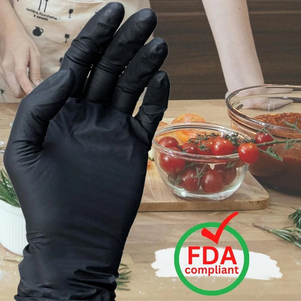 Black Disposable Nitrile Powder Free Gloves, 5 Mil, 1000 Count, Size Large D73710