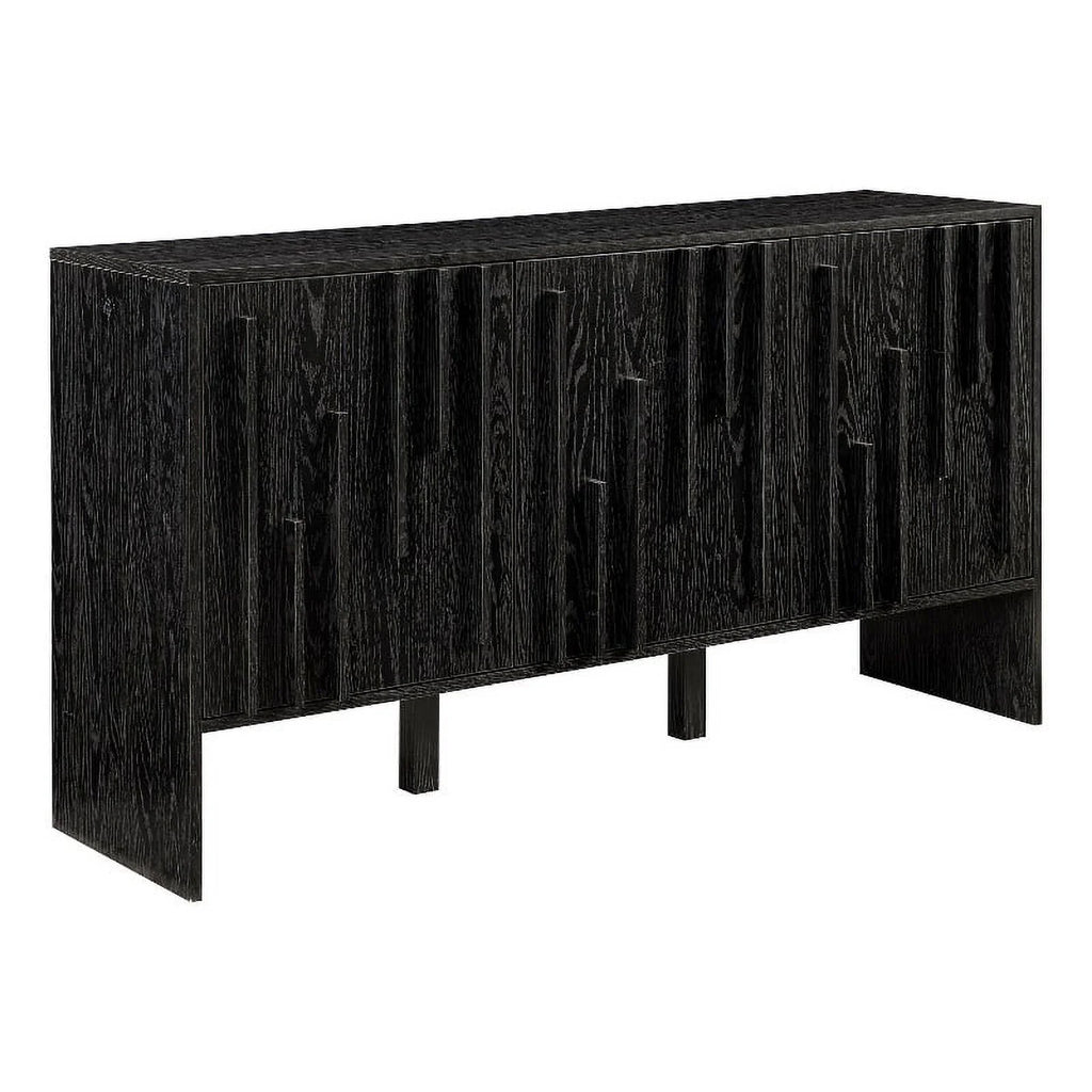 55" 3-Door Wood Sideboard - Black A375787
