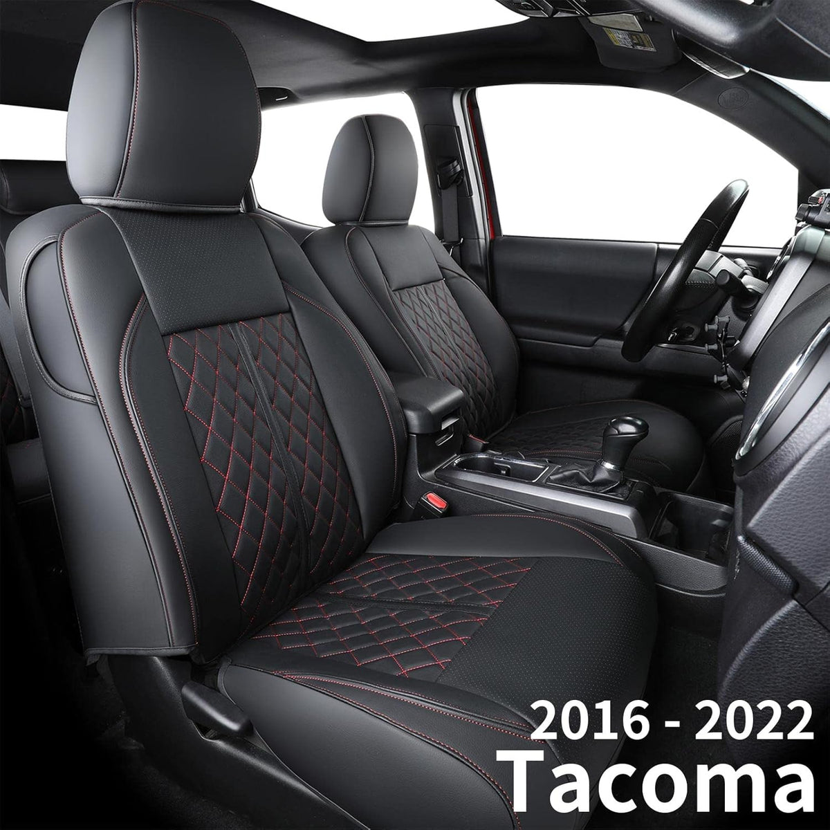 Black & Red Water Proof Faux Leather Seat Covers D90329