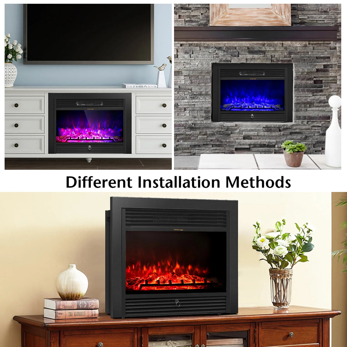 28.5 Electric Fireplace Insert Heater with Remote X989313