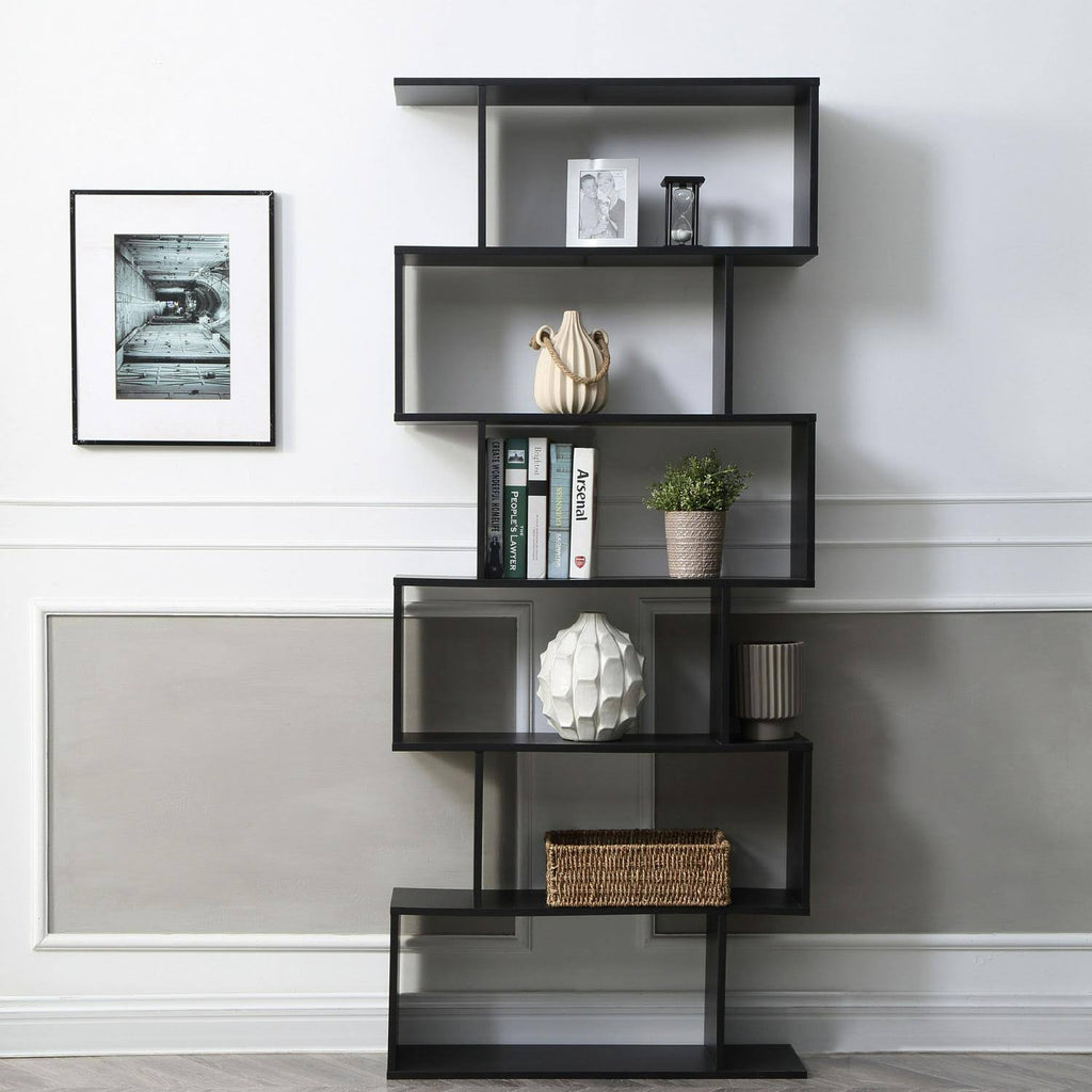 Black 6-Shelf Modular Bookcase J69069
