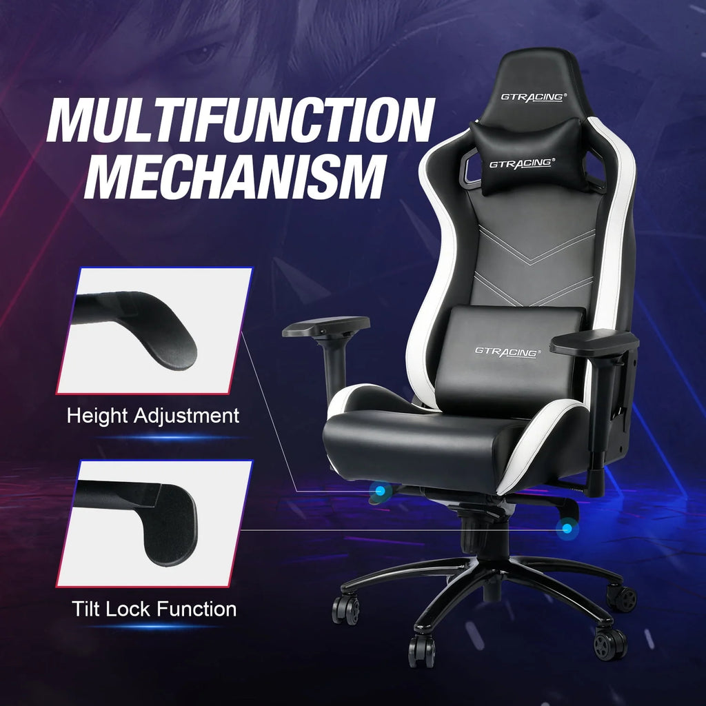 Gaming Chair Big and Tall High Back with 4D Armrests White M458