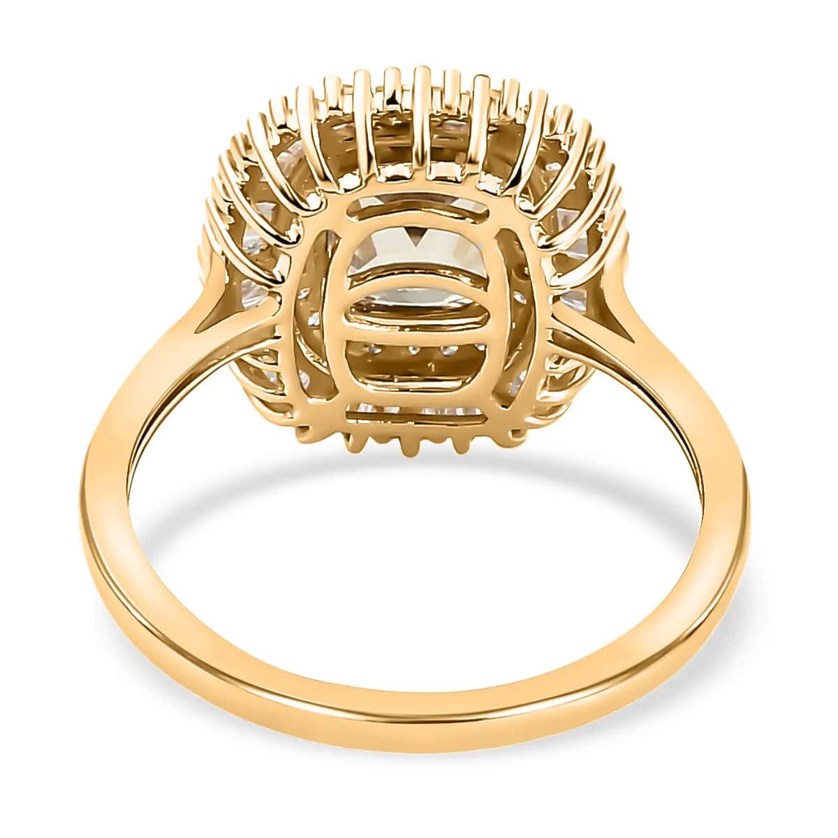 10K Yellow Gold Halo Ring with White Diamond and Turkizite G181