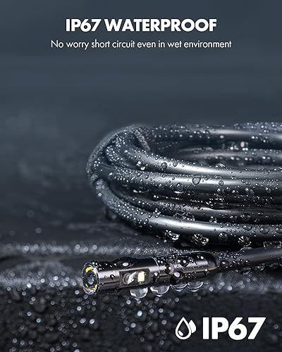 16.5ft Semi-Rigid Dual Lens USB Endoscope Camera with 8 Adjustable LED Lights Y985421