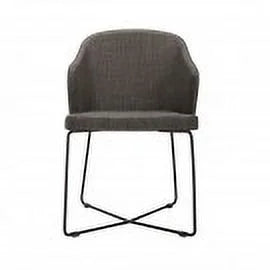 Gray Metal and Fabric Dining Chairs Set of 2 U66636