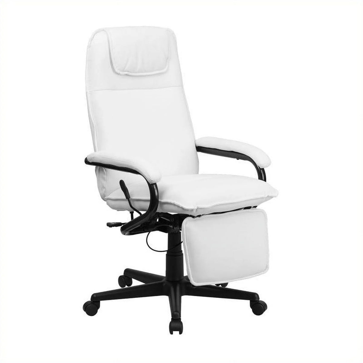 White Leather Reclining Office Chair W46481