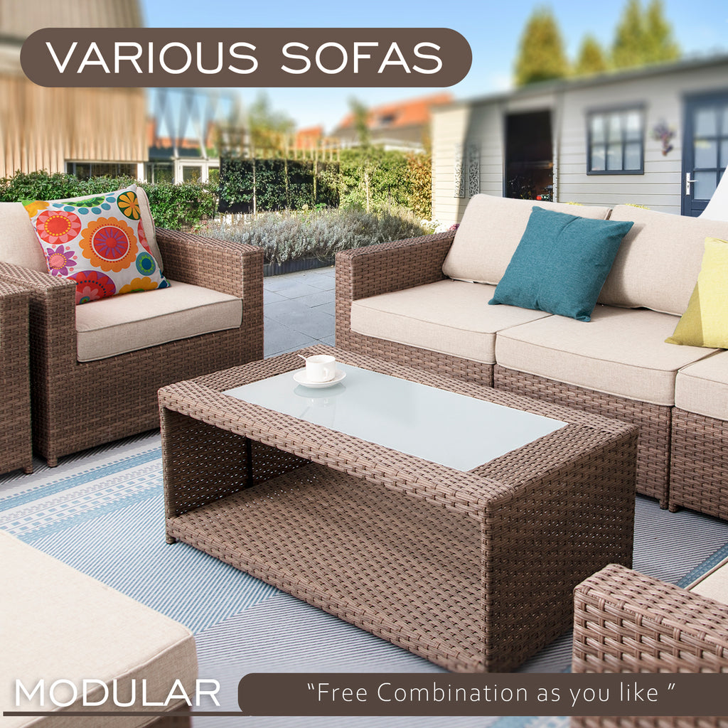 10 Pieces Outdoor Rattan Sectional Sofa Set with Cushions E533146