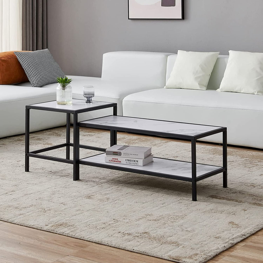 Marble Color Top Nesting Coffee Table Set with Metal Frame N456918