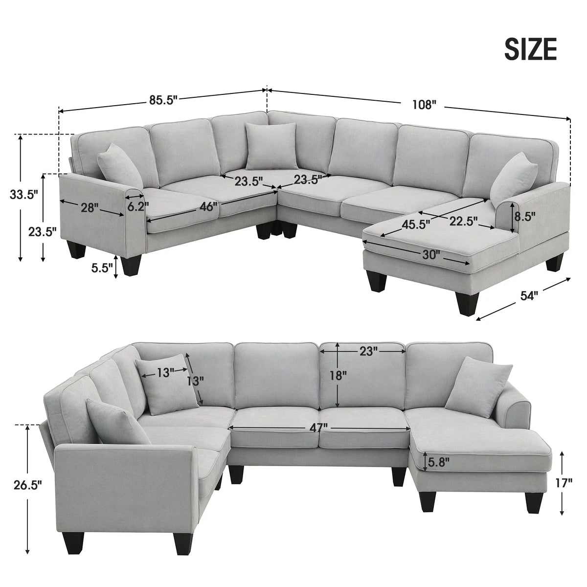 U-Shape Sectional Sofa Set W629011