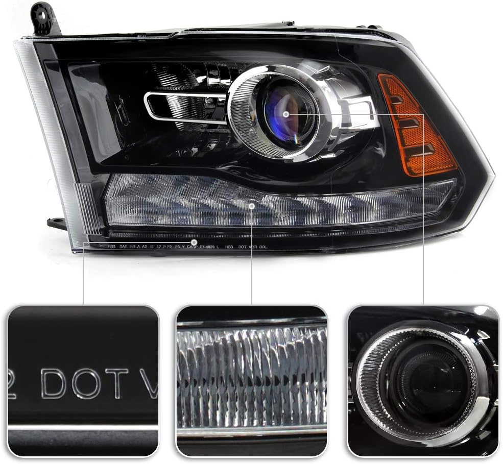 Black Headlights Headlamps Assembly Left+Right F245