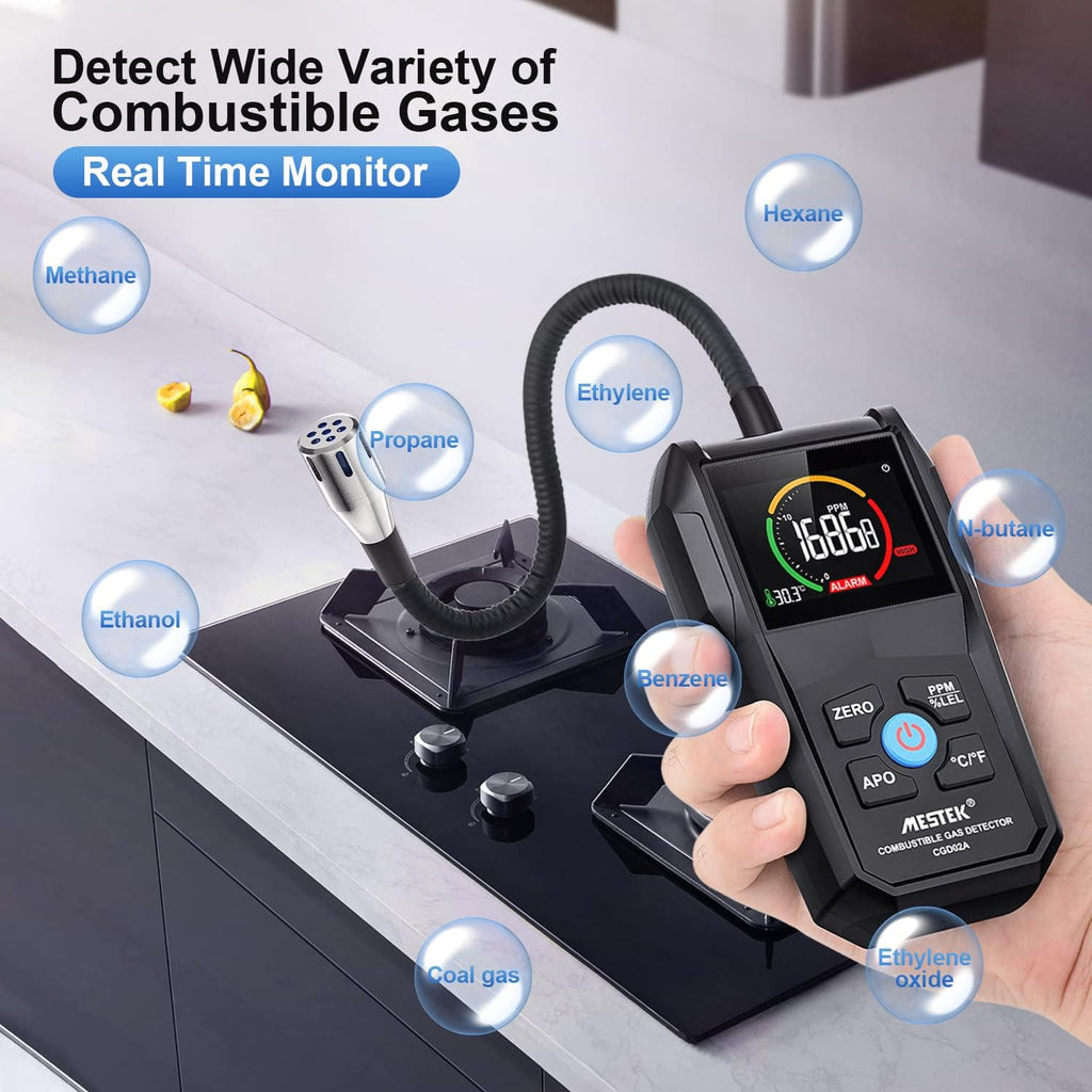 Gas Leak Detector with Alarm and Color LCD Display 0-50000PPM Pack of 2 T4674