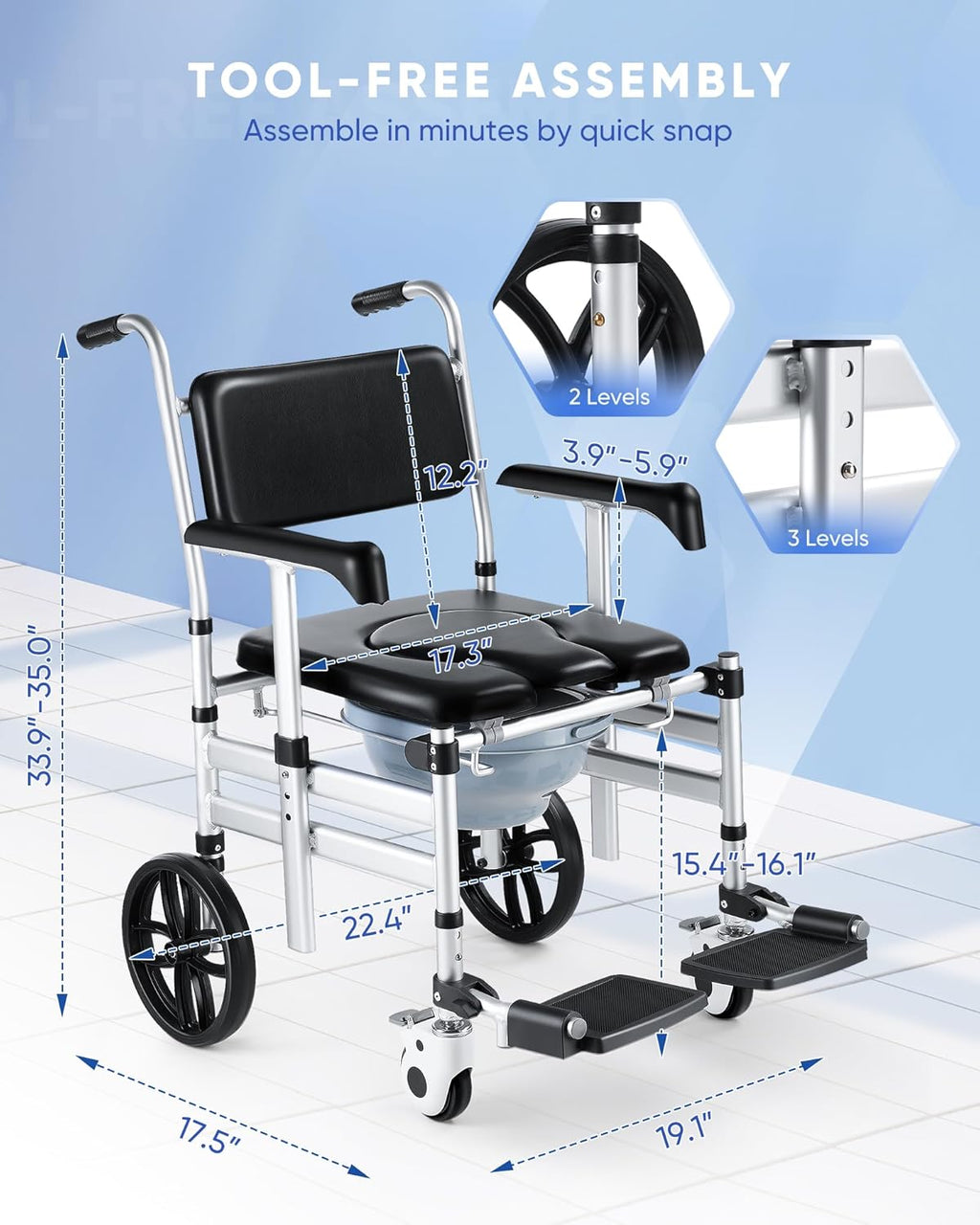 Folding Shower Chair with Wheels U2944