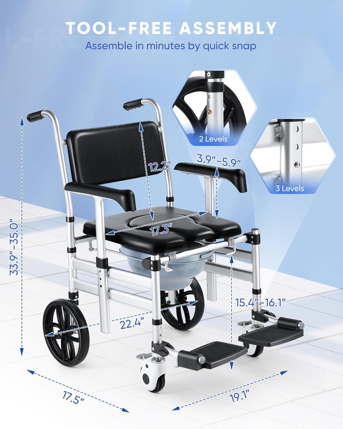 Folding Shower Chair with Wheels U2944