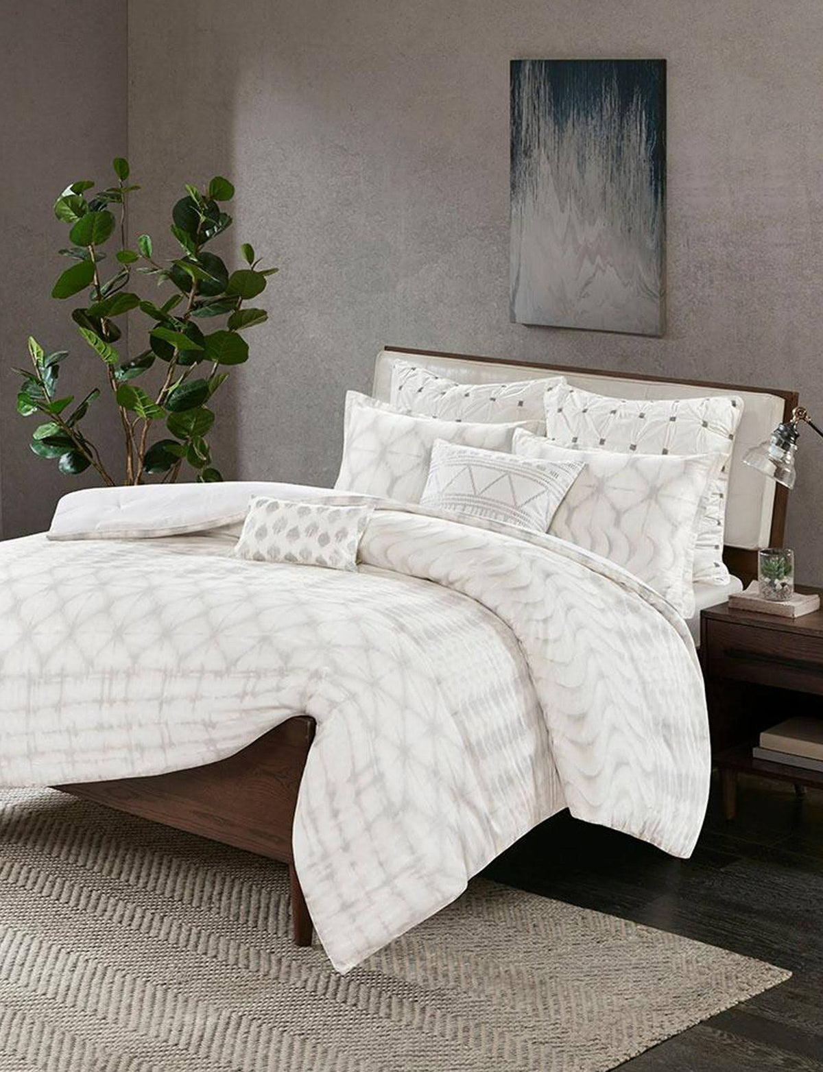 Grey King/Cal King Cotton Duvet Cover Mini Set L12724
