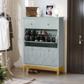 Green Shoe Cabinet with 2 Flip Doors 1 Drawer D1211
