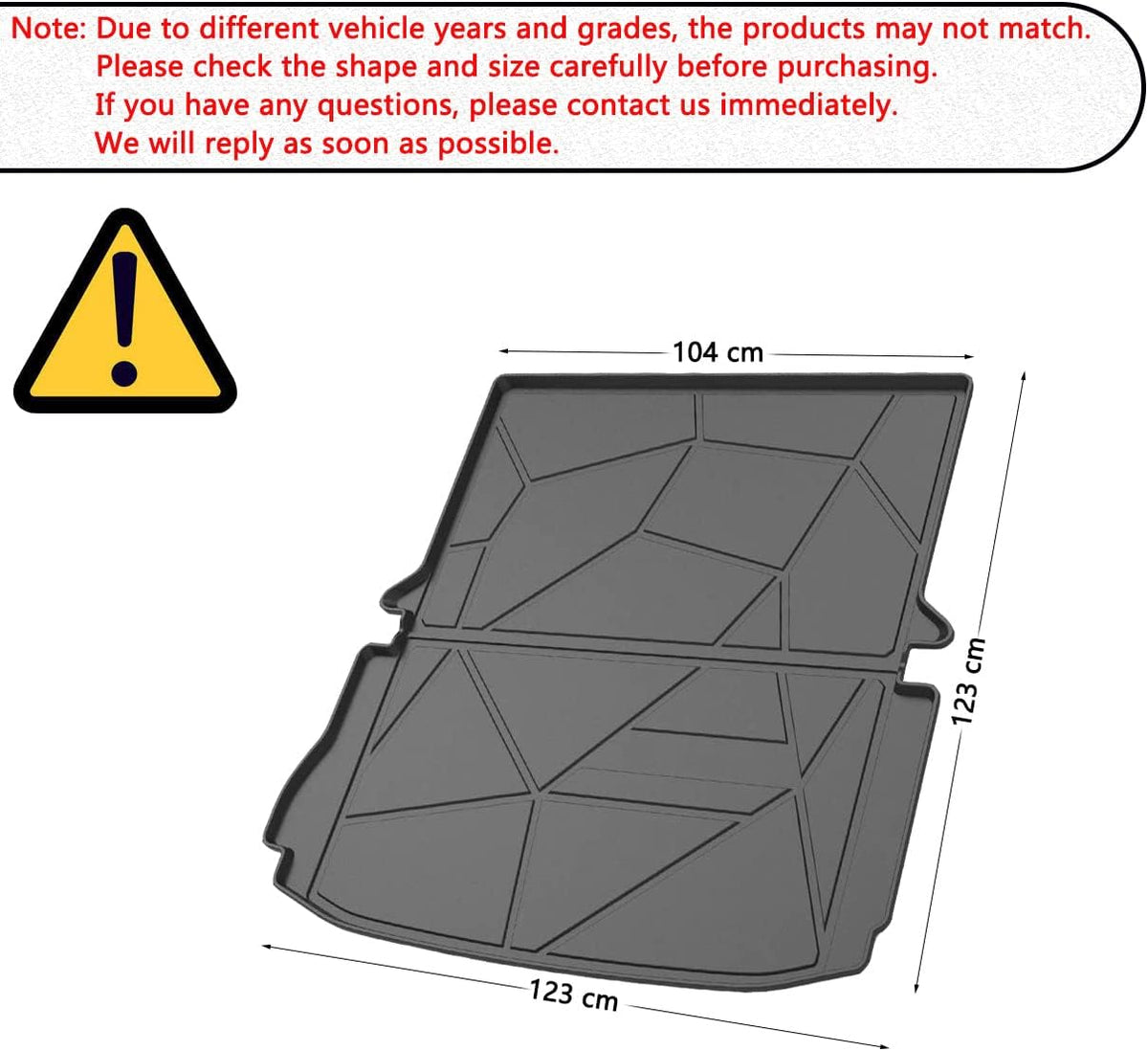 All Weather Rear Cargo Trunk Tray Floor Mats for 2011-2019 Ford Explorer 5 seats H2381