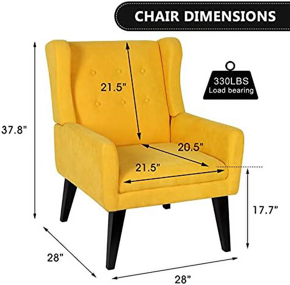 Yellow Upholstered Wingback Armchair N1142