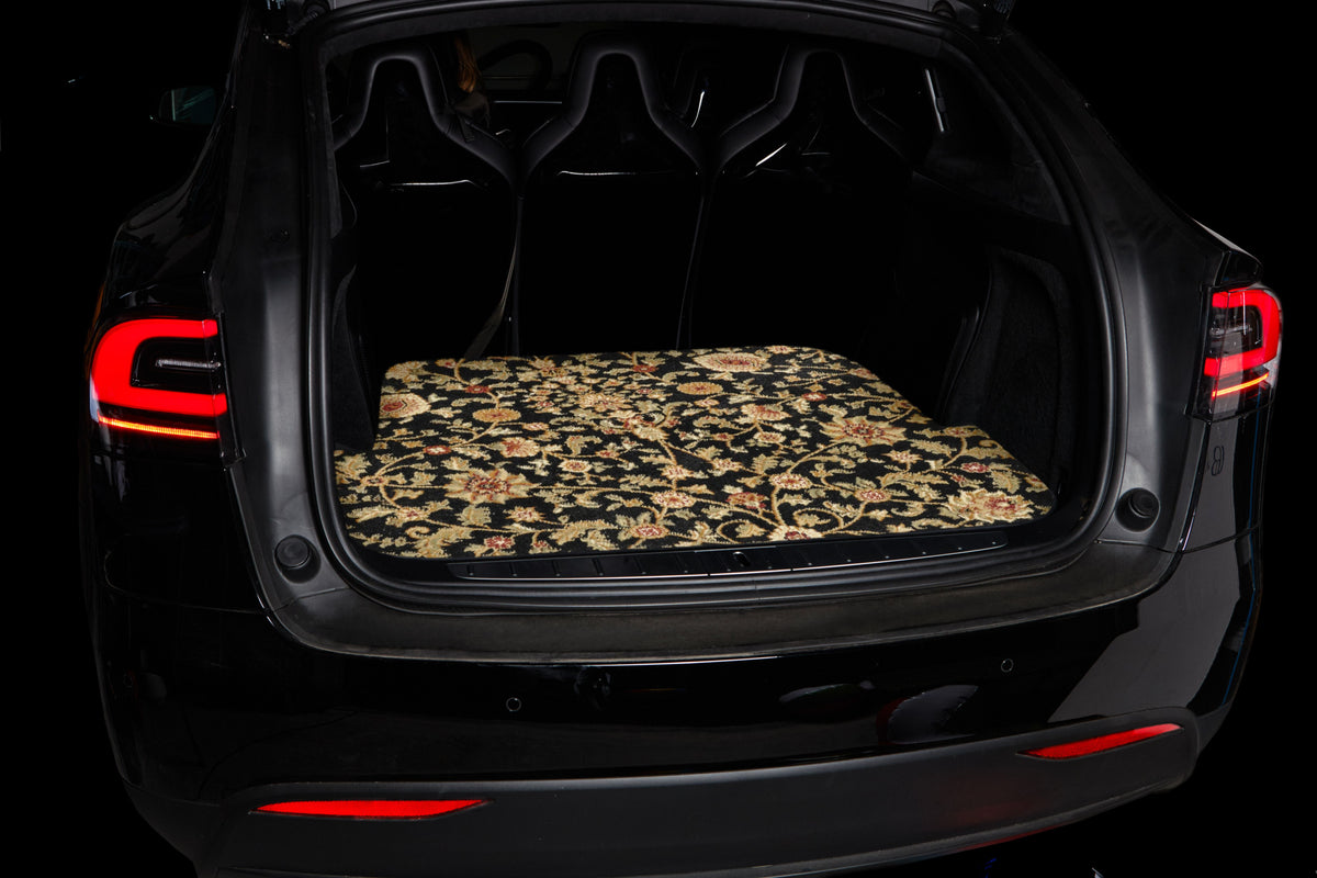 Black Oriental Car Mats with Large Trunk Cargo Carpet O15861