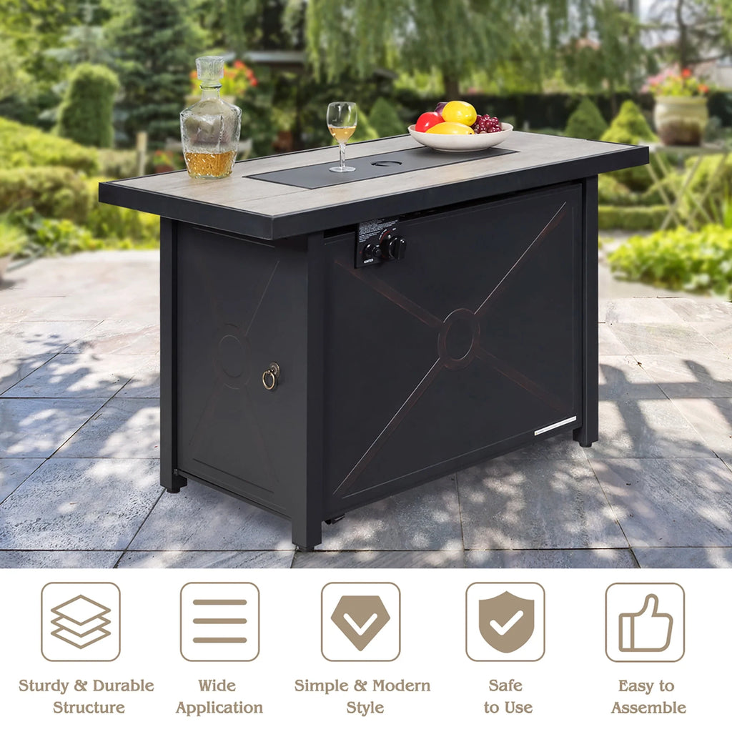 60,000 BTU Outdoor Gas Fire Table with Ceramic Tabletop G346