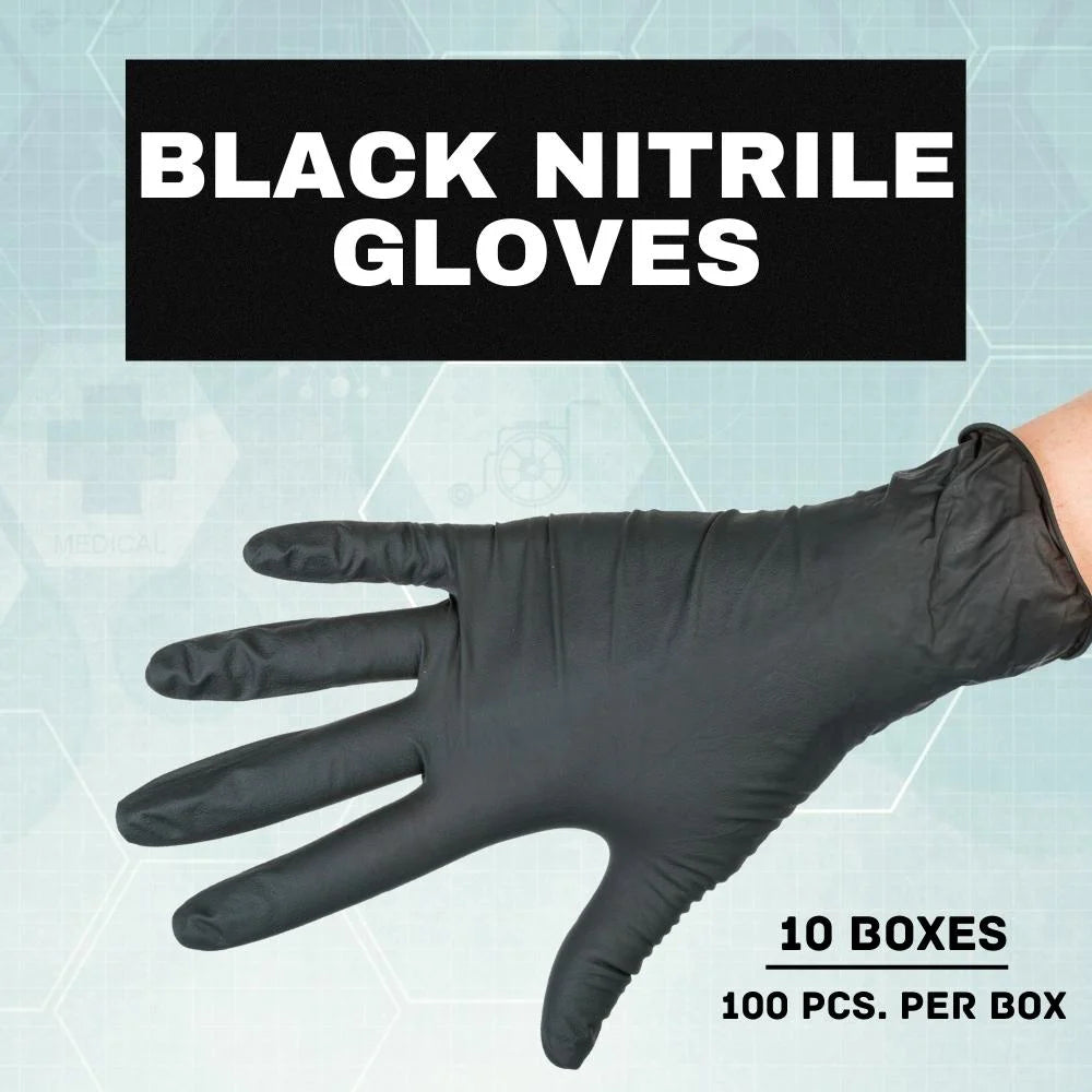 Black Disposable Nitrile Powder Free Gloves, 5 Mil, 1000 Count, Size Large D73710