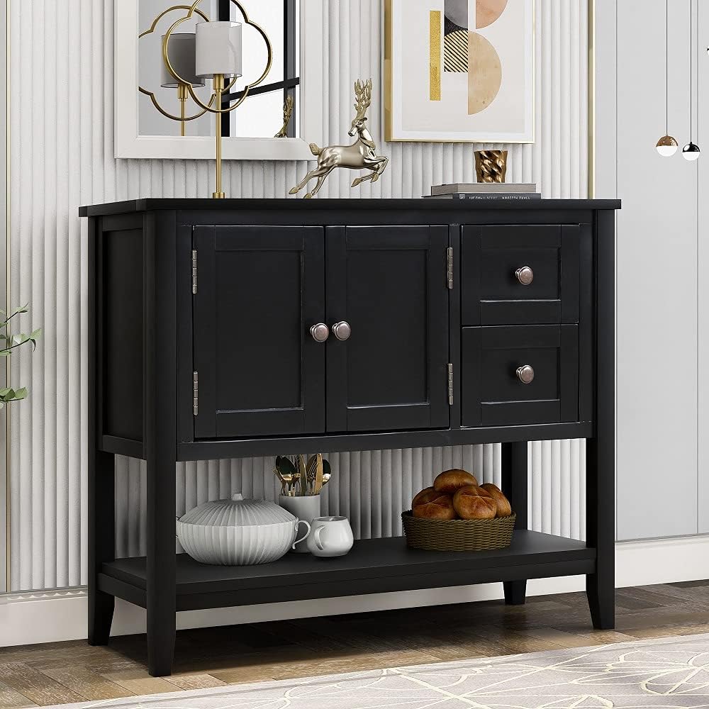 Green Wood Console Table with 2 Drawers C715927