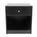 Black Wood 1 Drawer Bedside Table Q552460
