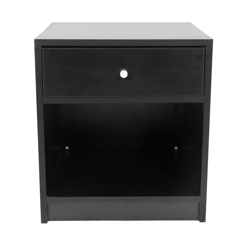 Black Wood 1 Drawer Bedside Table Q552460
