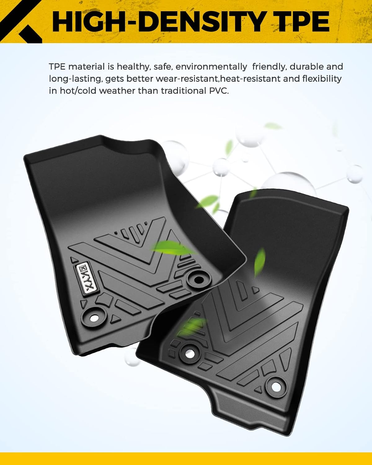 All Weather TPE Black Car Floor Mats Front & 2nd Row N39287