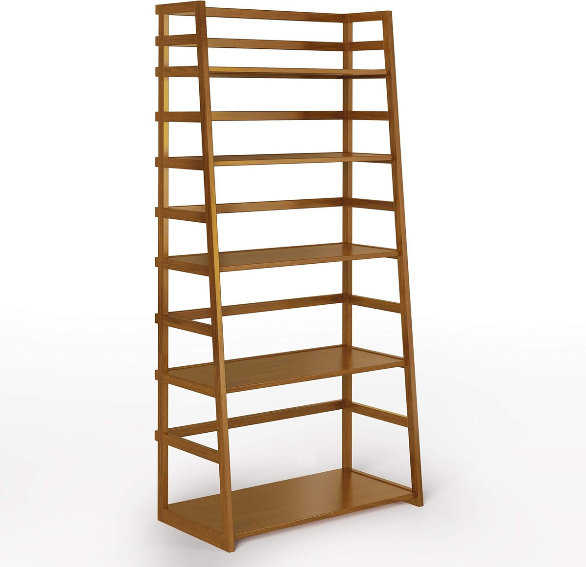 Black 5 Shelf Solid Wood Ladder Shelf Bookcase V613