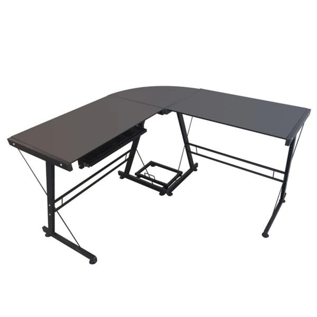 L-Shaped Corner Computer Game Desk with Removable Keyboard Tray M10270