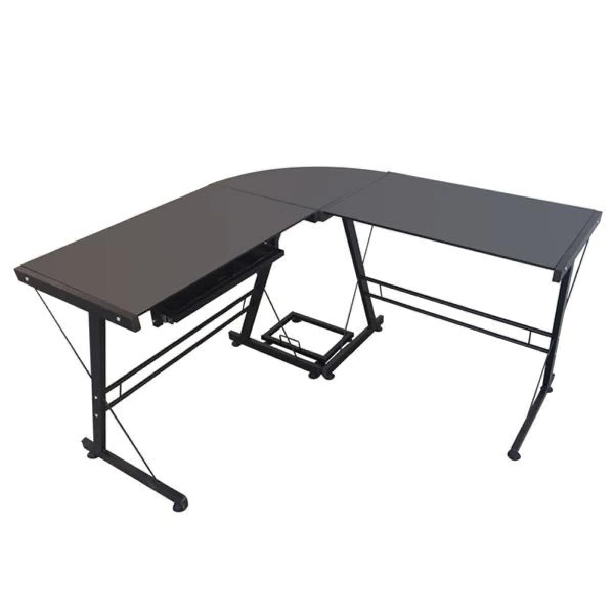 L-Shaped Corner Computer Game Desk with Removable Keyboard Tray M10270