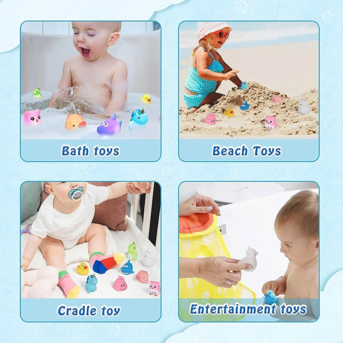 LED Light Baby Bath Toys Set with Storage Bag I5387