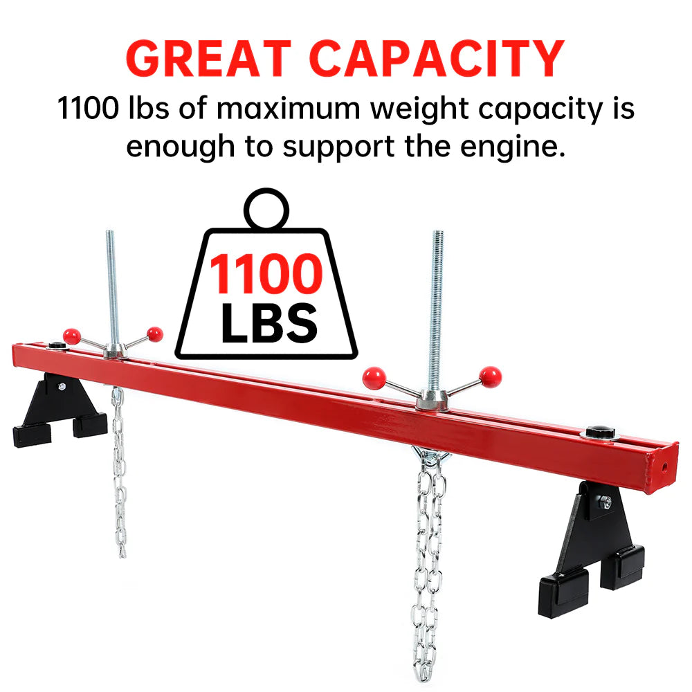 1100 Lbs Transverse Engine Support Bar with 2 Points Lift Holder and Dual Hooks N935334