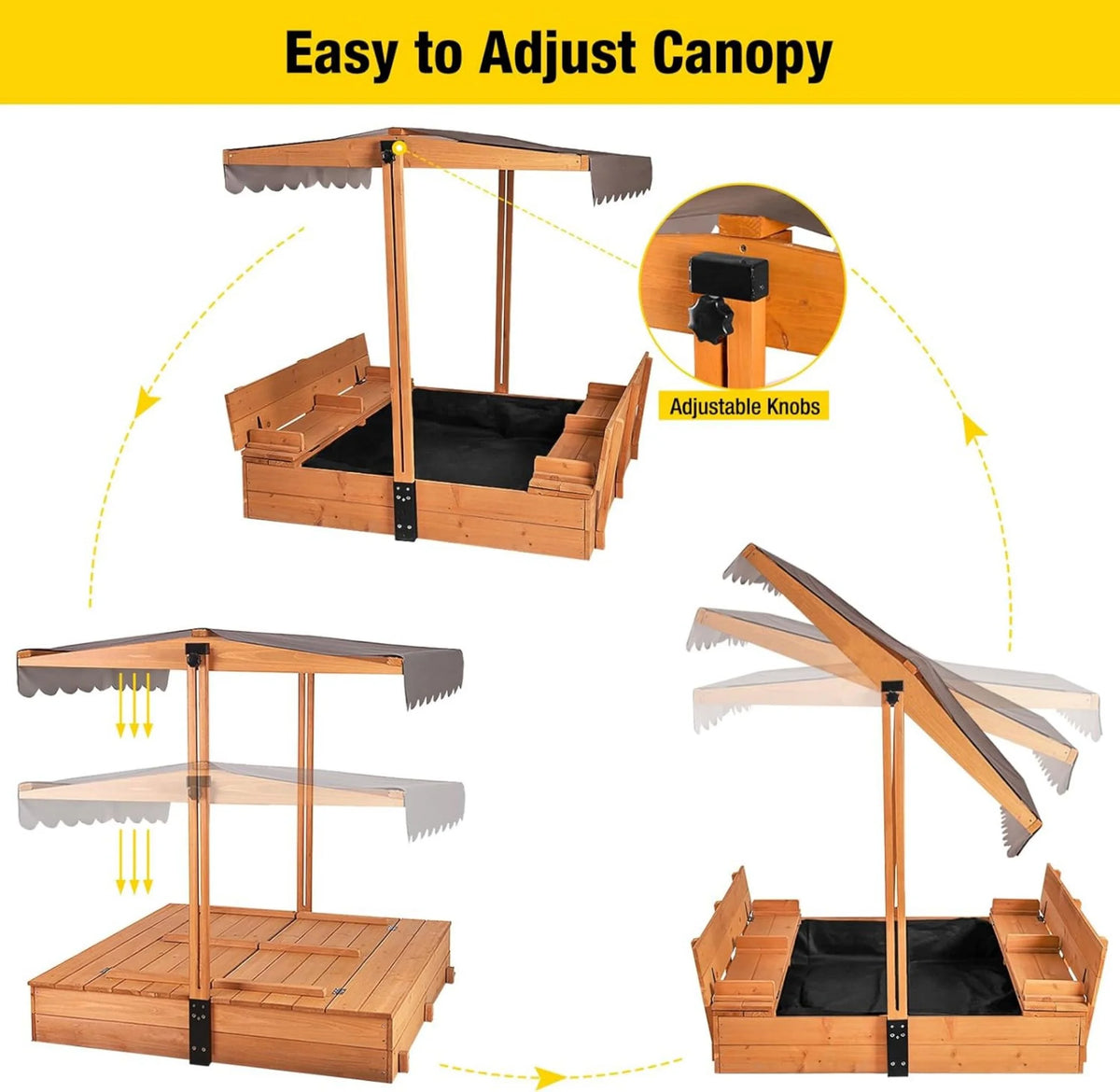 47'' Wooden Sandbox with Lid and Bench Y40458
