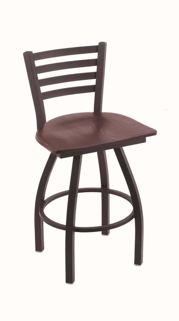 Swivel Bar Stool with Black Wrinkle Finish and Dark Cherry Oak Seat W1324