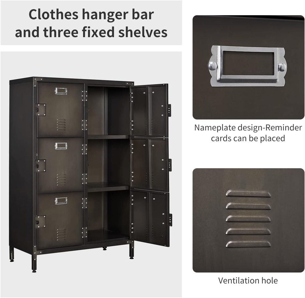 Metal Locker Storage Cabinet with Shelves and 6 Lockable Doors X20261