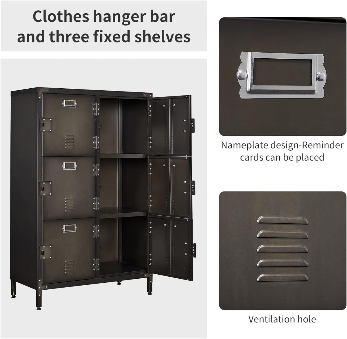 Metal Locker Storage Cabinet with Shelves and 6 Lockable Doors X20261