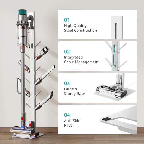 Black Metal Vacuum Cleaner Stand with 12 Storage Hooks B53744